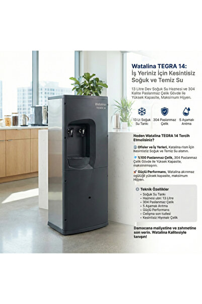 watalina Tegra Ofis Tipi Soğutuculu Su Arıtma Sebili | 13 Lt Çelik Tank & 10 ...