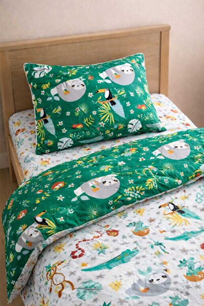Bebek Özel Baby Kids Bedding Set 100% Cotton 70X110 for Park Crib White Green...