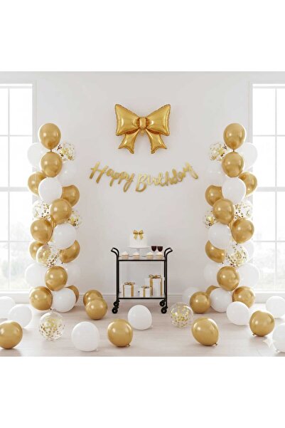 ÇITIPITISTORE Gold fiyonk doğum günü konsepti parti balon set