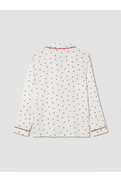 LC Waikiki GiYÇık Store Εκρού Γιακάς πουκαμίσου Καρδιά Με σχέδιο Γυναικεία Σε...