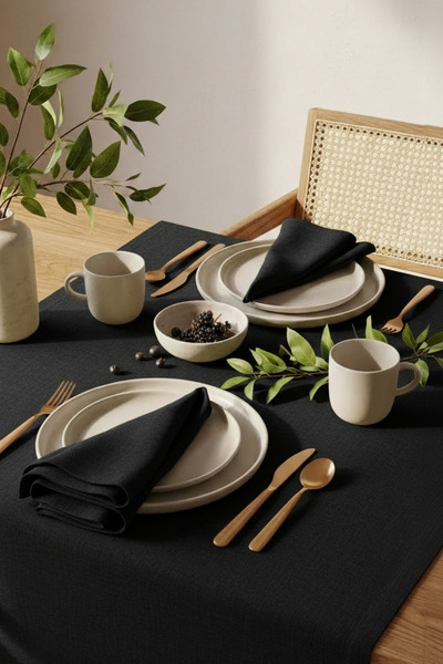 Dokuar Velvet Textured Premium Plain Polyester 6-Piece Seamless Fabric Napkin