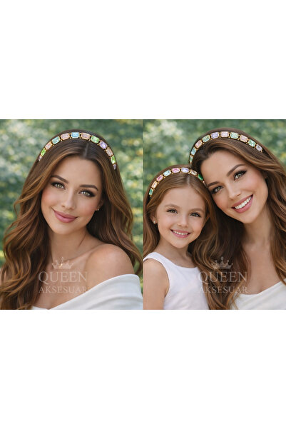 QUEEN AKSESUAR Crystal Candy Luxury Gold Gold Metal Crown Light Mixed Color C...