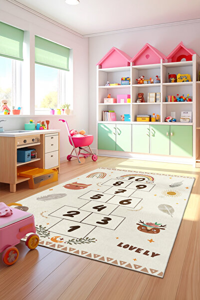 Fiesta Home Rakamlı ve Seksek Oyun Alanlı Leke Tutmaz Kaymaz Taban Yıkanabili...