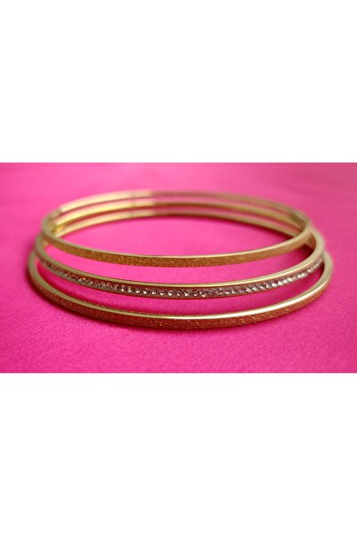 shop 316L, Steel 3-Piece Gold Bracelet Set with Stones and Silvery Combinatio...