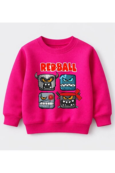 Efendioğlu Design Sweatshirt Red Ball Printed Cotton 3 Thread Non-Brushed Swe...