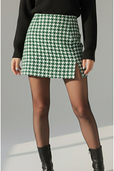 bright moon Women's houndstooth mini skirt