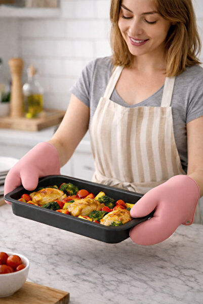 HGROUP Silikon Fırın Eldiveni Kaymaz - Isıya Dayanıklı Mutfak Fırın için Sıca...