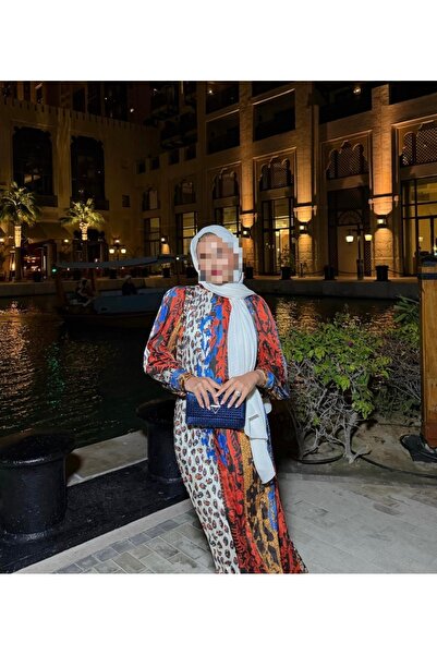 çiçeğim boutique Desenli Maxi Tesettür Elbise
