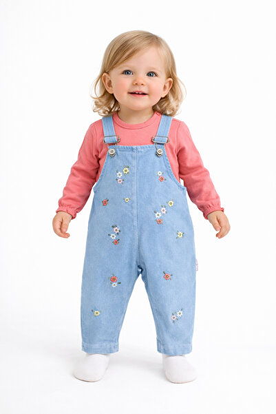 MORE KIDS Kız Bebek Salopet / Salopet Kız Takım Çiçekli Kız Salopet 2li Takım...