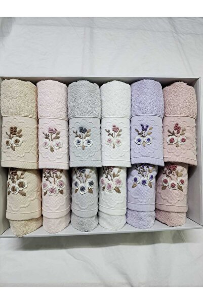 Fiesta Home El İşi Nakışlı Asorti Analı Kızlı Pamuk Havlu Seti 50X90 (6 Adet)...