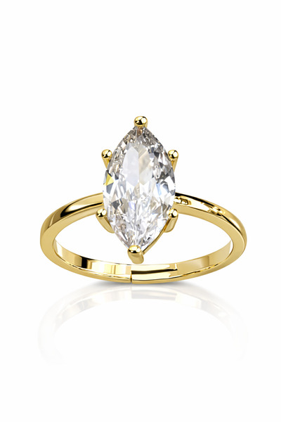 Sense of Atelier خاتم أوريل ماركيز بيور قابل للتعديل مرصع بالأحجار - مطلي بالذهب