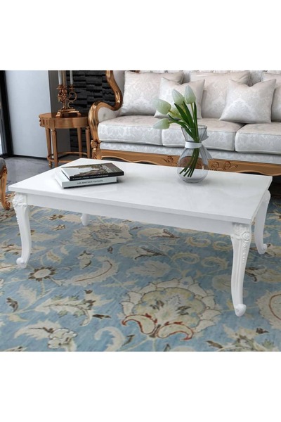 Concept Τραπεζάκι σαλονιού, γυαλιστερό λευκό, 115x65x42 εκ.