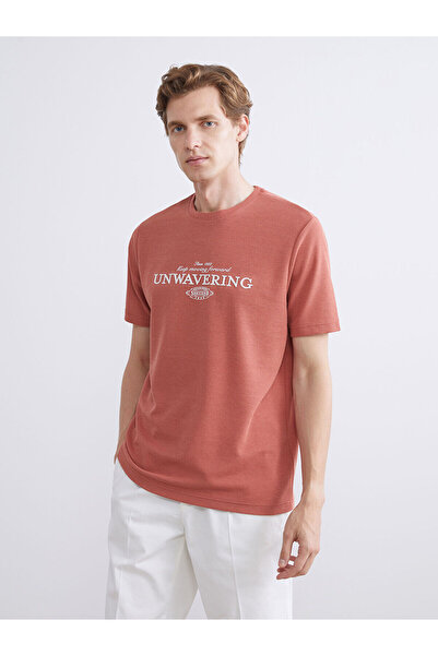 LC Waikiki Nevavm with Difference Oval Collar Short Sleeve Printed Men's T-Shirt