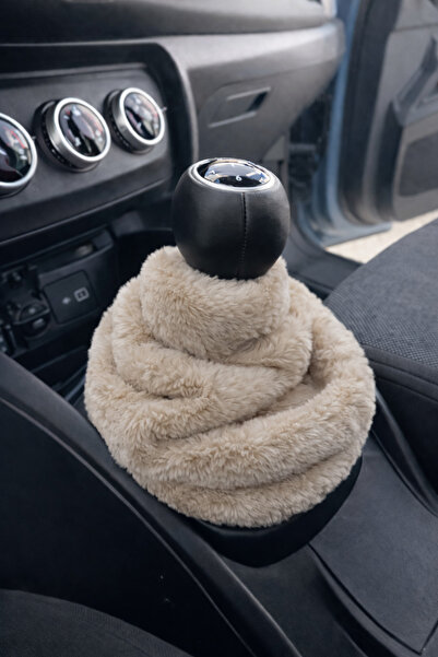 IŞILTI DESİGN Kadınlara Özel Yumuşak Tüylü Peluş Kürk Vites Körüğü Vites Süsü...