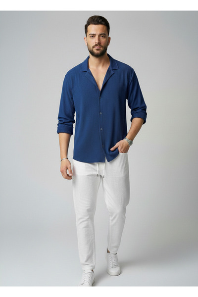 Mayer Butik Men's Colorful Special Production Spacious Oversize Wrinkle Fabri...