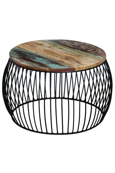 Concept Τραπεζάκι σαλονιού, 68x37 εκ., από μασίφ ανακυκλωμένο ξύλο, στρογγυλό