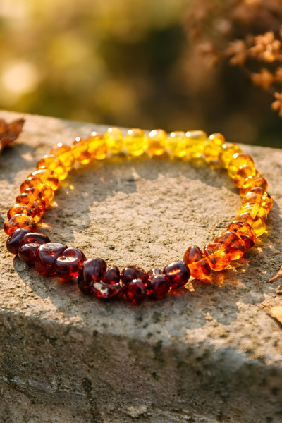 NBS Beautiful Naturel Stones Women's Amber Bracelet 17-18 cm Genuine Quality ...