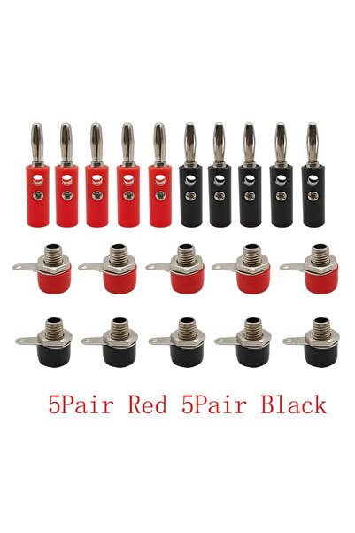 Choice1 10 أزواج من مقابس الموز الحمراء والسوداء مقاس 4 مم، ذكر وأنثى، للتثبي...