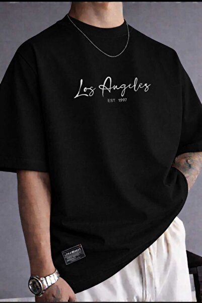 New Shine Μπλουζάκι Unisex με στάμπα Los Angeles est 1997, μαύρο