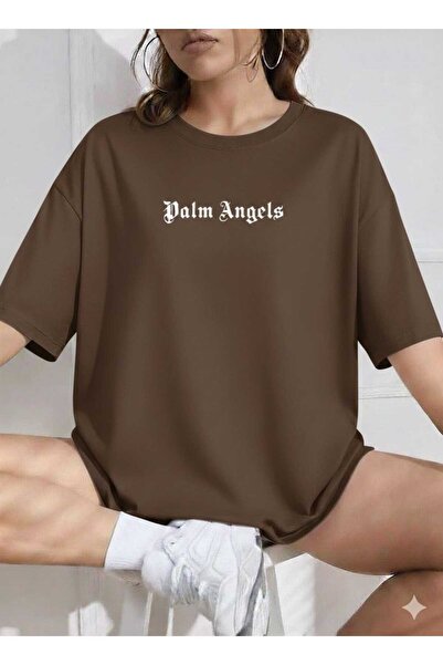 New Shine Palm Angels Printed Brown Unisex T-Shirt