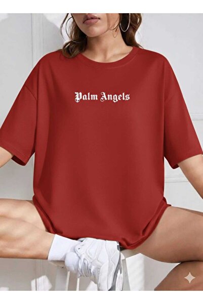New Shine Palm Angels Printed Red Unisex T-Shirt