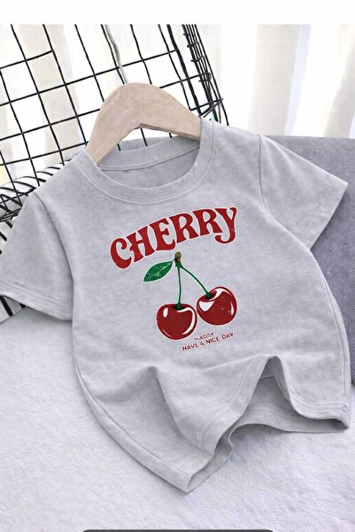 New Shine Tricou unisex gri cu imprimeu Cherry Cherry