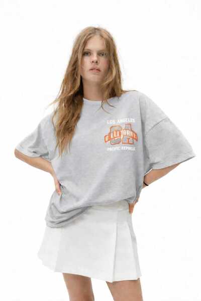 New Shine Tricou gri unisex cu imprimeu Los Angeles California