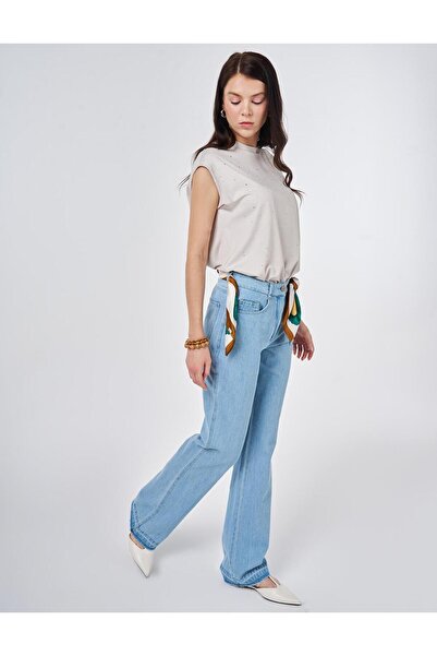 Kayra Straight Denim Trousers Ice Blue