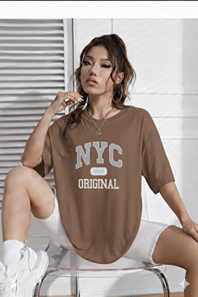 New Shine Nyc Original Printed Brown Unisex T-Shirt