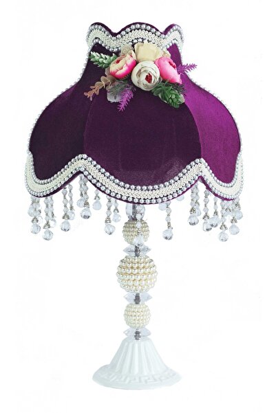 Dekovien Plum Velvet 3D Flower Decorated Night Light Lampshade 50X30Cm Ab0025P