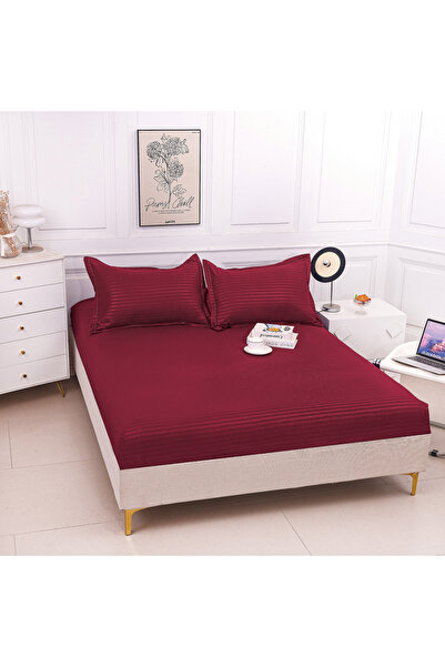 FIONNA.RO Thin Satin Damask Duvet Cover 180x200cm - Bordeaux