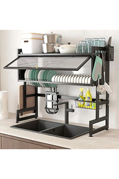 Kitchenclub Stainless steel dish drainer-organizer, 75 cm long, spacious design