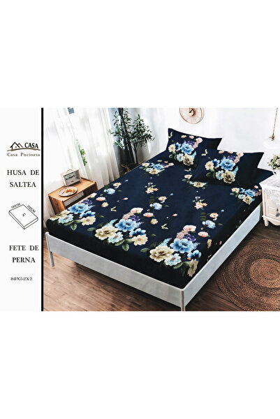 FIONNA.RO Duvet Cover 180x200cm - Navy Blue With Flowers