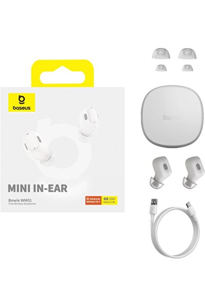 Generic سماعات أذن لاسلكية حقيقية من OS-Baseus Bowie WM01 باللون الأبيض