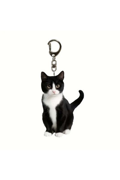 choice2 1 Lovely Cat Keychains Cow Cat British Shorthair 2D Acrylic Pendant C...