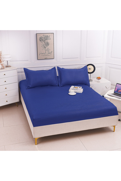 FIONNA.RO Thin Satin Damask Duvet Cover 180x200cm - Blue