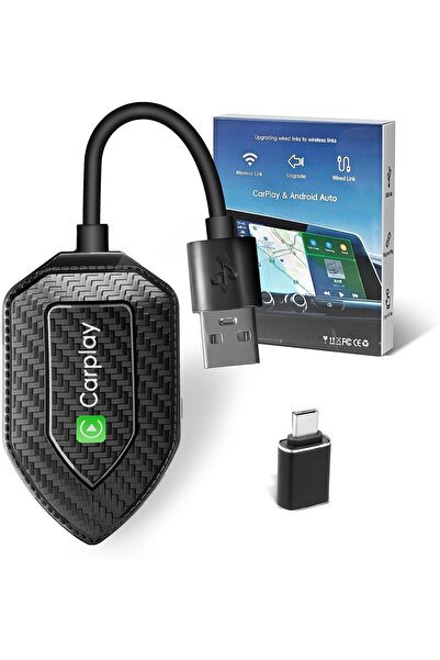 Generic محول كاربلاي لاسلكي من أزوني، محول كاربلاي لاسلكي صغير 2 في 1 ومحول أ...