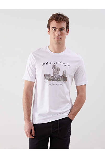 LC Waikiki Tricou pentru bărbați din bumbac pieptănat cu decolteu cu imprimeu...