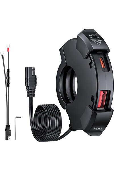 Generic شاحن هاتف للدراجات النارية، منفذان USB من النوع C بقوة 30 واط بتقنية ...