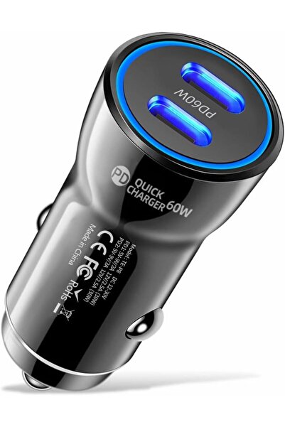 Generic شاحن سيارة سريع XAVION ثنائي المنافذ بقوة 60 واط بتقنية الشحن السريع ...