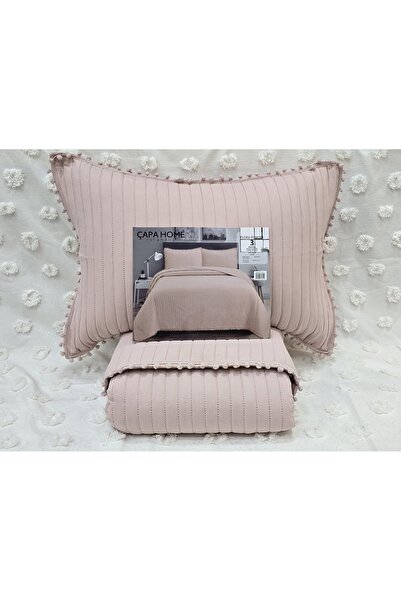 Çapa Home Pudra Ponpon Taşlama Wash Micro Soft Tek kişilik Yatak Örtüsü