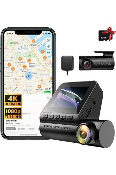 Generic UHD WiFi Car Recorder External GPS Dash Cam 4K Front and 1080p Rear C...