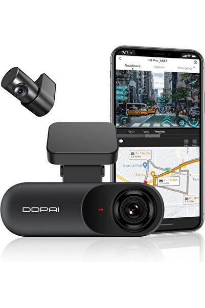 Generic كاميرا داش كام للسيارة من DDPAI، أمامية وخلفية، بدقة 3K، و1600P أمامي...
