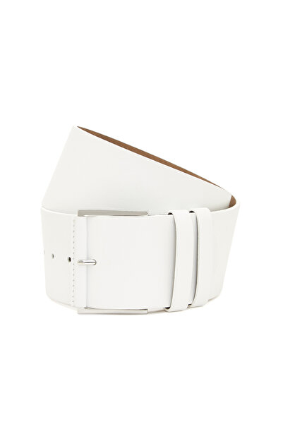 Network Beyaz Kadın Deri Geniş Kemer