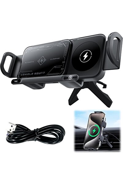 Generic Azonee 2 in 1 Auto Rotating Phone/Pad Holder with 15W Wireless Car Ch...