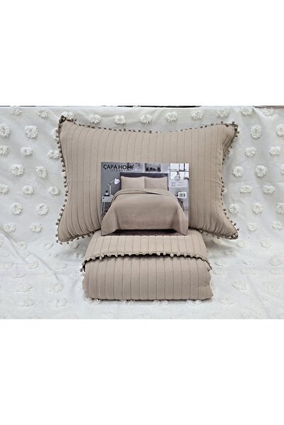 Çapa Home Cappucino Ponpon Taşlama Wash Micro Soft Tek kişilik Yatak Örtüsü