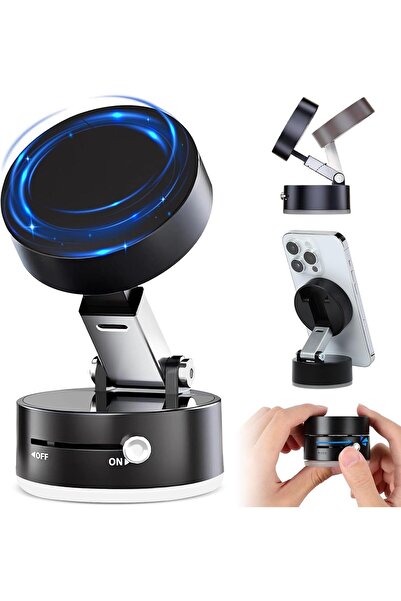 Generic حامل هاتف مغناطيسي يعمل بالشفط الفراغي، حامل مغناطيسي قابل للطي والسح...