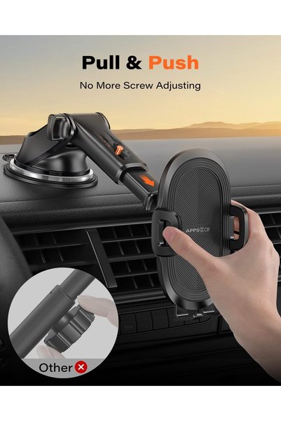 APPS2Car حامل هاتف للسيارة - حامل متنقل عالمي 360 درجة للوحة القيادة والزجاج الأمامي - متوافق مع هواتف آيفون 15/14/13 وسامسونج بحجم 4.7-6.8 بوصة