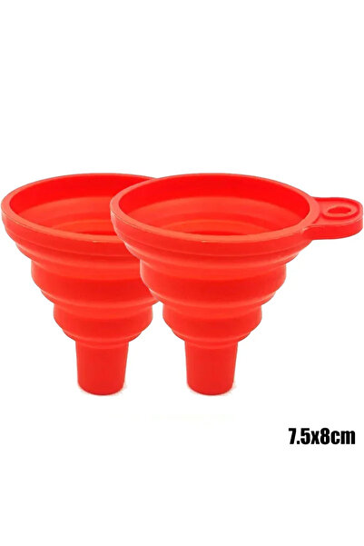Choice6 Red-Small 2Pcs Foldable Car Engine Funnel Silicone Liquid Funnel Wash...