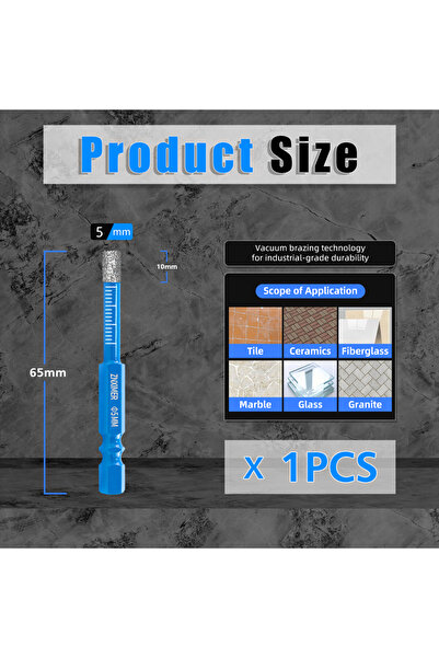 Choice4 Hexagonal 5mm 5-16mm Hexagonal Shank Brazed Dry Ceramic Tile Drill Bi...